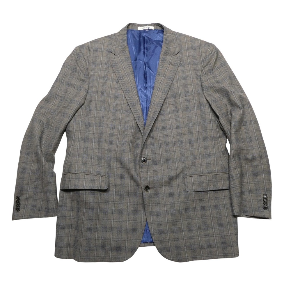 Joseph Abboud Blazer Mens 46R Brown Plaid‎ Check Wool Tweed Sport Coat Jacket